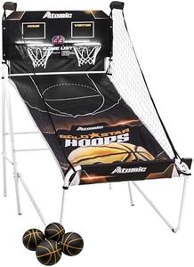 Atomic Gold Basketball Shootout Legend - Bright LED Rims - Quick Connect Construction Frame - Convenient Storage - 4 Rubber Basketballs, Inflating Pump, and Needle Included