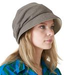 CHARM Womens Organic Cotton Sun Hat - Japanese Summer Reversible Chemo Cap Elastic Brown & Khaki