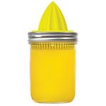 Jarware Citrus Juicer Lid for Wide Mouth Mason Jars, Yellow, Plastic