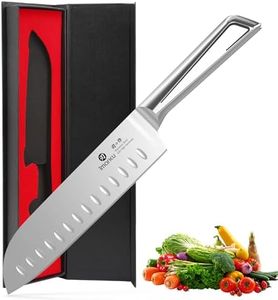 imarku Chef Knife Ultra Sharp Santoku Knife 7 Inch, High Carbon Stainless Steel Japanese Kitchen Knife with Hollow Edge | Seamless Ergonomic Handle, Gift Box for Meat/Vegetables/Tomatoes & Daily Prep