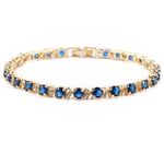 RIZILIA Eternity Tennis Bracelet [18cm/7inch] with Round Cut Gemstones CZ [Blue Sapphire] in 18K Yellow Gold Plated, Simple Modern Elegance