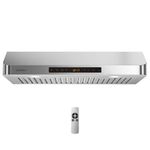 COSTWAY 30 Inch Under Cabinet Range Hood, 900 CFM Kitchen Vent w/ 4 Speed, Adjustable LED Lights & Time Setting, Gesture/Touch/Remote Control, 3 min Delay Shut-Off, with 2 Pcs Baffle Filters