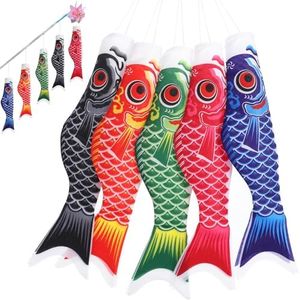 DOITOOL 5 pcs Japanese Carp Windsock Streamer Fish Flag Kite Koinobori Hanging Decor for Japanese Sushi Bar Izakaya Room 40cm