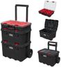 Keter Stack-n-Roll Modular Tools Organizer for Garage Storage and DIY, 3 Piece Resin Rolling Tool Box System for Small Parts, Black