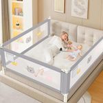 JWPEHOE Height Adjustable Bed Rail for Toddlers, Kids Safety Baby Bed Rail for Twin/Full/King/Queen Size Bed (3 Sides, 78 * 78 * 74 Inch)