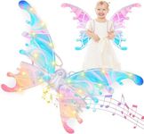 Light Up Fairy Wings for Girls,Electric Moving Butterfly Wings with Music Lights,DIY Angel Wings Kids Cosplay ​ ​Halloween Costumes Dress Up Party Favor,Birthday Christmas Princess Gifts Ideas