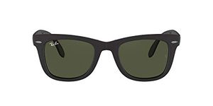 Ray-Ban RB4105 Wayfarer Folding Sunglasses 54mm, Black/Crystal green Classic , 54 mm