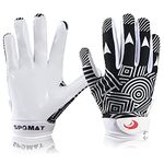 SPOMAT Pro Youth Football Gloves Kids and Adult Tacky Grip Receiver Gloves for Men and Women, Black XS/S