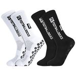 KLEBREIS Non Slip Sport Soccer Socks 2Pairs Anti Slip Football Grip Socks Unisex Athletic Sports Socks with Rubber Dots for Men Women Kids Football Basketball Baseball Running Tennis(Black+White)