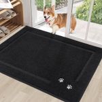 BEQHAUSE Dog Door Mat for Muddy Paws Dirt Trapper Absorbent Entryway Rug Non-Slip Washable Dog Mat Low-Profile Indoor Door Mats Soft Welcome Mat for Muddy Wet Shoes and Paws,Black 32"x48"