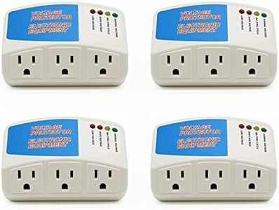 BSEED Voltage Protector, 3 Outlet Plug in Surge Protector for Various Home Appliance Multi-Function Plug with Protection Wall Mount Power Suppressor for TV/PC/Refrigerator 120V 1400W 4 Pack
