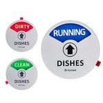 Kichwit Clean Dirty Dishwasher Magnet with the 3rd Option “RUNNING”, Perfect for Quiet Dishwashers, Non-Scratch Strong Magnet Backing & Residue Free Adhesive, 3.5” Diameter, Silver