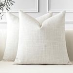 JOTOM Set of 2 Cushion Covers 50x50 cm Linen Beige Decorative Throw Pillow Covers 20x20 Inch Square Cushion Case Home Decor Pillowcases for Couch Sofa Living Room Bed (Beige)