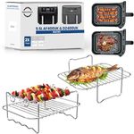 Premium Air Fryer Rack Set for Ninja 9.5L AF400UK, AF451UK & DZ400UK | 304 Stainless Steel Single Layer & Skewer Rack | Dishwasher Safe | Specifically Made for 9.5L AF400 | Air Fryer Rack |