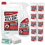 CritterKill Professional Bed Bug Killer Set - For Repeat Treatment of Infestation - Bedbug Sprays + Smoke Bombs + Insect Traps (Large)