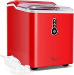 KUMIO Ice Makers Countertop, 26.5Lbs/24H, 9 Ice Cubes Ready in 9 Mins with Ice Scoop and Basket, Compact Portable Ice Maker for Home Office Camping Party RV, Red