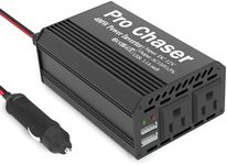 Pro Chaser 400W Power Inverter - 12V DC to 110V AC Car Truck RV Inverter 6.2A Dual USB Charging Ports for Road Trips (Black)