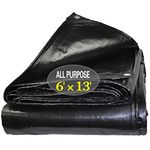 Tarps Heavy Duty Waterproof 6x13ft,TEZONG Poly Tarp Multipurpose Tarpaulin Outdoor Cover Black for Emergency Rain,Patio Furniture,Roof,Camping,Car,Pool,10Mil Thickness