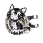 Ball Marker Hat Clip,Black Kitten Pattern Ball Marker with Magnetic Ball Marker