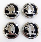 4 x 56 mm Skoda Black Wheel Centre Caps Badges Fits Fabia, Octavia, Superb, Yeti