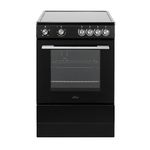 Willow W60CCBLK 68L Freestanding Electric Single Cavity Cooker with 4 Ceramic Hobs, Oven Light, Control Knobs, Easy Clean - Black