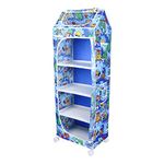 Little One's | 5 Plastic Shelves Baby Foldable Wardrobe (Made in India), Unbreakable Material, (Steel Structure) | Jungle Blue | H5/AB