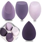 4 Pcs Makeup Sponge Set, Soft Sponge For Liquid Foundation, Creams, and Powders，Latex Free Wet and Dry Makeup Egg (Purple Series)