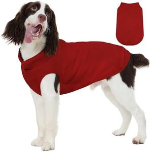 FUAMEY Dog Fleece Vest for Large Dogs,Warm Stretchy Dog Sweatshirts Pullover with Leash Hole Dogs Sweater Soft Pet Turtleneck Cozy Pet Vest Lightweight Sleeveless Red XXL