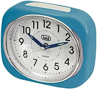 Trevi Retro Bedside/Travel Alarm Clock with LED Backlight and Silent Sweep Second Hand, Blue, 10x3.6x8 cm