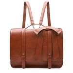 ECOSUSI Briefcase for Women Messenger Backpack PU Leather 14 inch Laptop Bag Satchel Computer Bag for College Business Travel, Brown, 14 inch, Contemporary