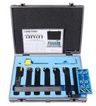 Accusize Industrial Tools 3/4'' Shank 7 Pc Indexable Carbide Turning Tool Set with 10 Extra Carbide Inserts in Fitted Box, 2387-2006plus