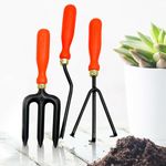 OUTO 3 Pcs Garden Tools Set (Trowels,Cultivator,Weeder) Balcony Gardening Accessories Combo Farming Kit for Plant Soil Home Indoor & Outdoor Garden