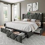 Feonase Queen Bed Frame with 4 Stor