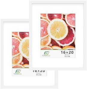 FrameWorks 2-Pack, 16x20 Matted to 11x14 Picture Frame, White – Classic Wooden Photo Frame with Tempered Glass, Modern Matte Finish for Prints, Posters, Certificates & Wall Decor – Gallery-Ready