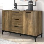 Galano Lawrence 2 Door 3 Drawer Sideboard - Cabinet Storage Organizer for Your Home - Storage Sideboard - Adjustable Shelves (Knotty Oak)