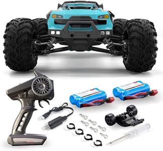 1:16 Scale 4WD Remote Control Car for Adults, 70KM/H High Speed RC Monster Truck with 2.4Ghz Proportional Control, All Terrain Off-Road Vehicle, Carbon Brush Motor, 2 Rechargeable 1300mAh Battery