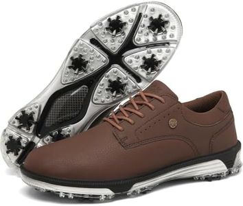 ULTIANT Mens Golf Shoes Traditions Spikeless Size 7.5-13(Brown,48)