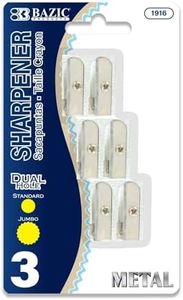 BAZIC Pencil Sharpener Metal Silver Dual Blades, Standard & Jumbo Size Pencils Crayon, Double Blade Sharpeners (3/Pack), 1-Pack