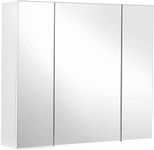 VASAGLE BBK22WT Bathroom Wall Mounted Cabinet with Mirror, 3 Door Storage Unit, 60 x 15 x 55 cm, with Adjustable Shelf, Modern, White