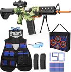 EagleStone Realistic Toy Gun for Kids，Automatic Gun Toy for Boys -3 Modes Toy Foam Blasters with Tactical Vest, Storage Mesh Bag,2 Clips,150 Darts, Electric Toys for Boys Age 8-12 Gifts Birthday