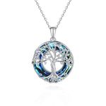 Tree of Life Necklace 925 Sterling Silver Family Tree Crystal Jewelry Gifts for Women Girls Friends Mom