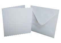 Craft UK 839 8 x 8 inch Scalloped Card and Envelope pack of 25 - White