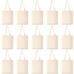 Morcheiong 20 Pack Cotton Canvas Bag Blank Tote Canvas Bags Reusable Grocery Shopping Bags, Suitable for DIY Craft, Promotion, Gift, Shopping, Advertising, Drawing, Giveaway, Grocery, Activity