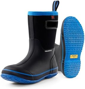 Trudave Rubber Rain Boots for Men, Neoprene Waterproof Rain Boots, Mid Calf All-Season Mud Boots, Insulated Warm Outdoor Work Shoes for Hunting, Gardening, Farming, Yard Working
