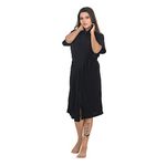 Pugnaa Summer Catalog Solid Black Color Half Sleeves Soft Terry Cotton Bathrobe for Women - Free Size Upto 42 Inches Bust Size