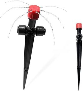 Spalolen 20-Pack Push-to-Fit Drip Irrigation Emitters for 1/4 inch Tubing, Two-Way Connection Adjustable Drip Emitter Sprayer with Stake
