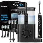 Aquasonic Home Dental Center PRO – Brushing & Flossing Made Easy – Brush & Floss – Power Toothbrush & Water Flosser – Whiter Teeth & Healthier Gums – Black Series Pro+Oral Irrigator