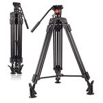 POLAM-FOTO 65inch/165cm Professional Video Tripod System Aluminum Alloy Heavy Duty Video Camera Tripod Load 8kg/17.63lbs Tripod with Fluid Head