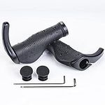 PRUNUS Ergonomic Handlebar Grips, Rubber Non-slip Mountain Bike Grips, Ergonomic BMX Grips, Double Lock-on MTB Grips for MTB Bikes, BMX Bikes, Folding Bikes (Black)