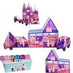 GELTILES® Magnetic Tiles Dollhouse 64 Pieces of Building 3D Sets, Constructing and Creative STEM Learning Educational Next Generation Toy Building Blocks for Kids Storage Box Miniatures Dolls